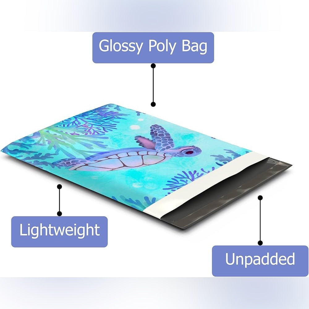 20 Poly Mailer Value Pack - Sea Turtle Pattern (10" x 13") Qty 20 - Picture 5 of 6